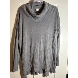 Cupio Gray Cowl Neck Ribbed Hem Tunic Sweater Large Anthropologie Brand